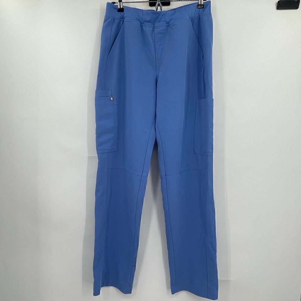 Figs Technical Collection Blue Elastic Waistband Maxim Cargo Scrub Pants Medium